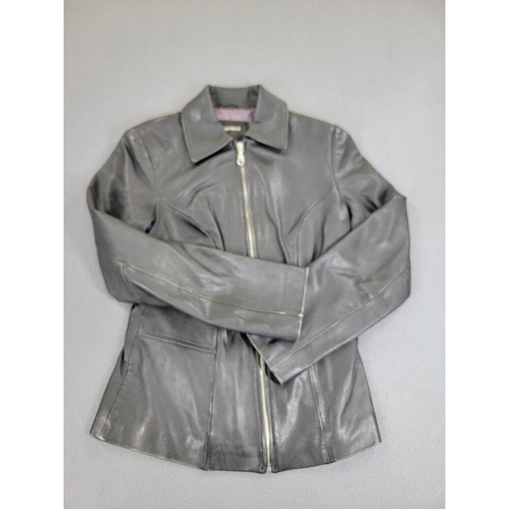Express Jacket Womens 6 Black‎ Leather Zip Up Fitted Moto Style Pockets Classic